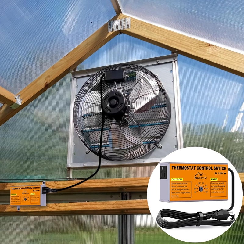 Makevivi Attic Fan Thermostat-Control, Adjustable Thermostat with Overload Protector, Temperature Controlled Attic Fan, with Socket Easy to Install, Exhaust Fan Temperature Controller for Workshop, Greenhouse - Image 5
